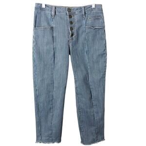 Kut From The Kloth Reese High Rise Ankle Straight Leg Button-Fly Stripe Jeans 8